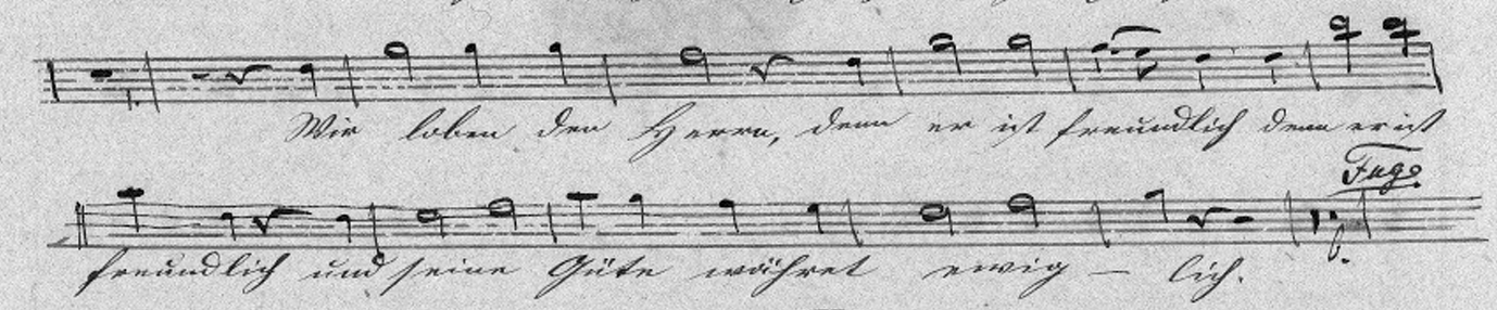 Pieśń pochwalna podczas osadzania kuli na wieży kościelnej Kościoła Wniebowzięcia NMP w Białej/Zülz7 sierpnia 1853r. skomponowana przez Johanna Maase - ówczesnego organistę i dyrygenta chóru w Białej.